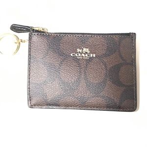 Coach signature mini ID case canvas pouch wallet